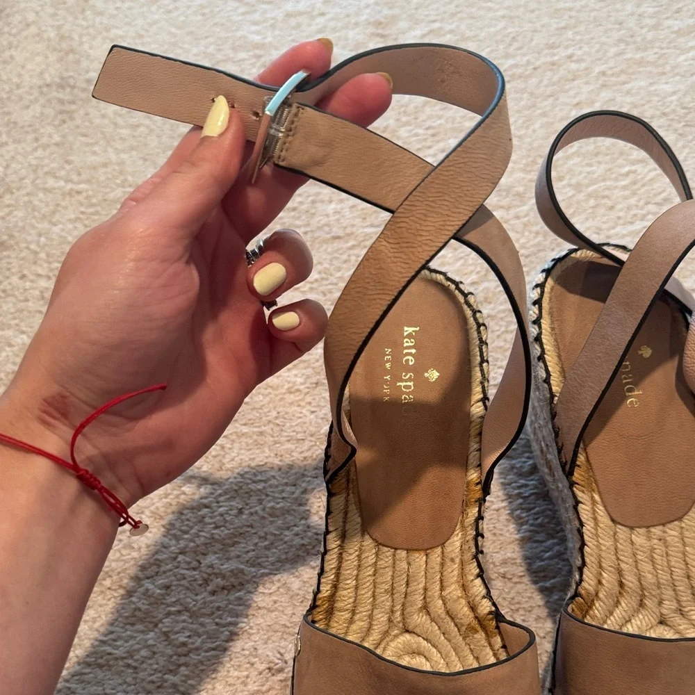 Kate Spade Tan Espadrille Wedge Sandals